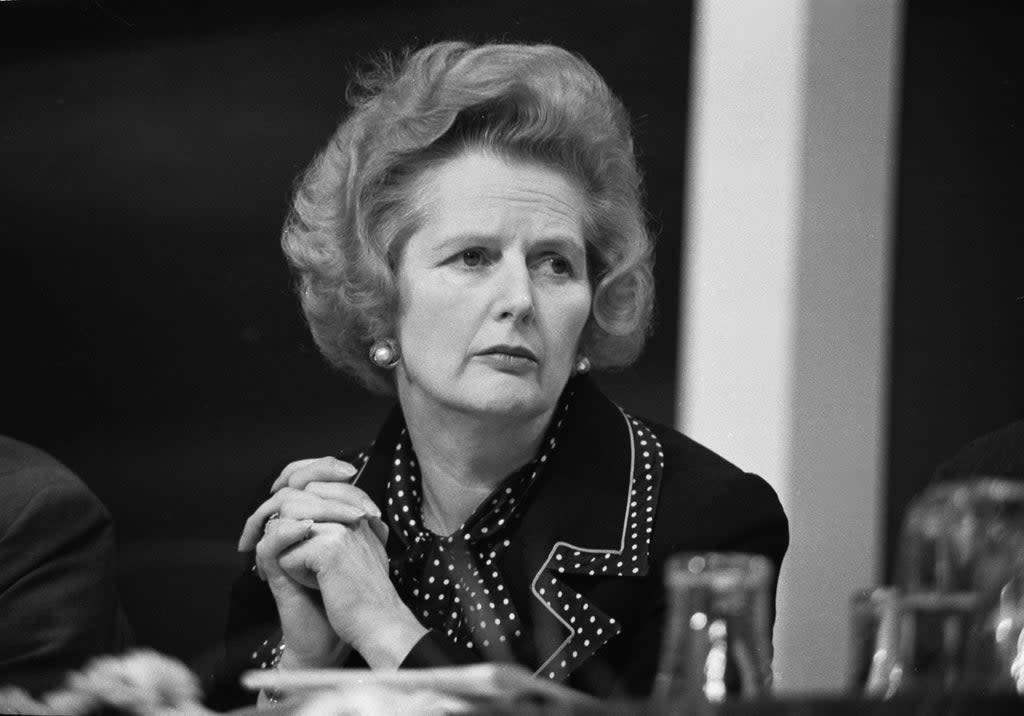 Margaret Thatcher at the Conservative Party Conference in Blackpool on 12 October 1972 (Getty)