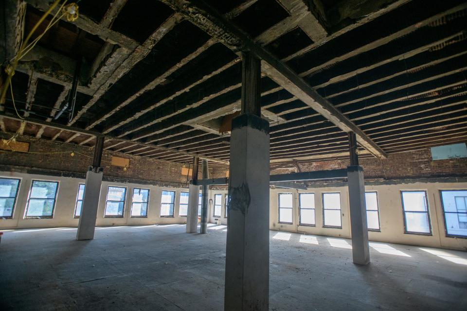 A banquet and special event space is planned for the large area on the second floor of the Madison Theater Building above a new Two25 restaurant below. The space runs the length of Main Street to Hoops Pub and Pizza.