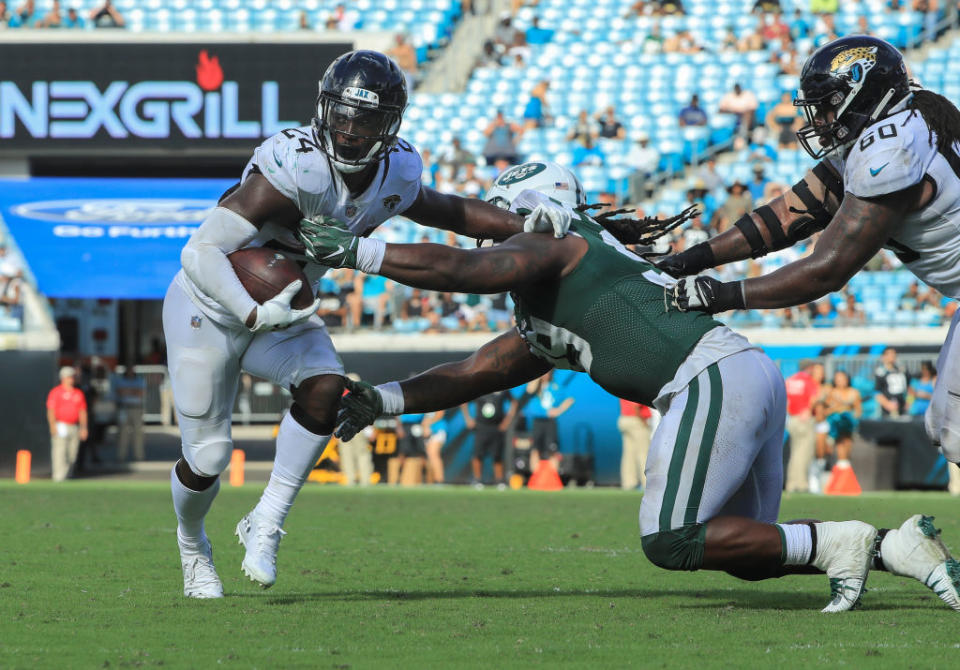 TJ Yeldon and the Jaguars went for an unnecessary two-point conversion against New York. (Getty)