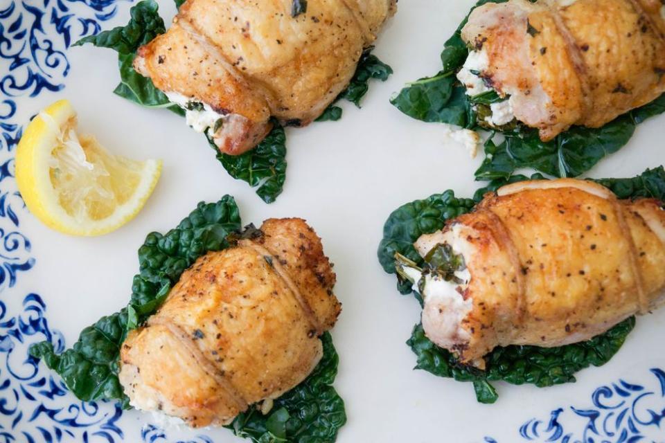 Kale and Goat Cheese Stuffed Chicken Thighs