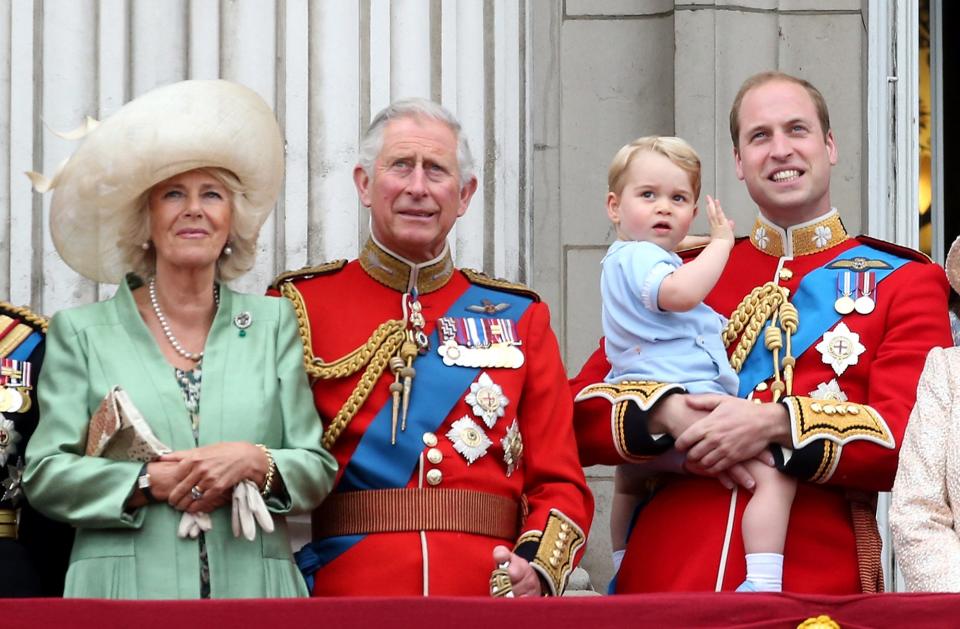 From left: Camilla, the Duchess of Cornwall, Prince Charles, Prince George, and Prince William at the 2015 Trooping the Colour.