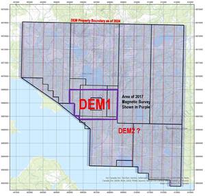 DEM Property February 2024 Heliborne Magnetic Survey Coverage Area