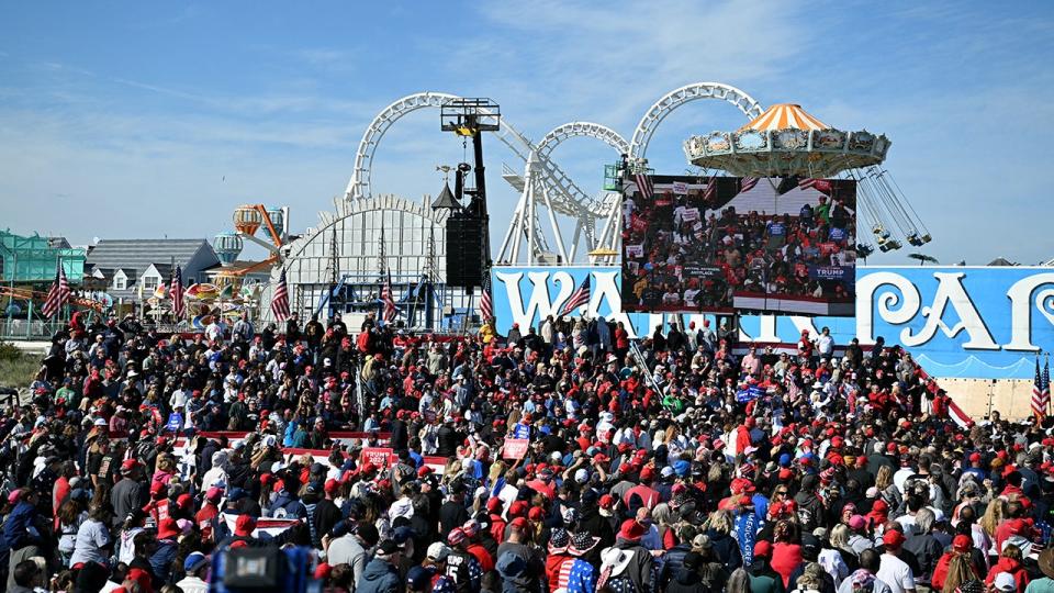 <div>People gather for a campaign rally by former US President and 2024 Republican presidential candidate Donald Trump in Wildwood, New Jersey, on May 11, 2024. <strong>(Photo by JIM WATSON/AFP via Getty Images)</strong></div>