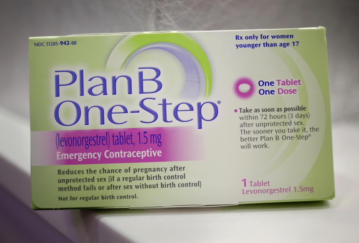 A Plan B One-Step emergency contraceptive box is seen in New York, April 5, 2013. A federal judge on Friday ordered the U.S. Food and Drug Administration to make 