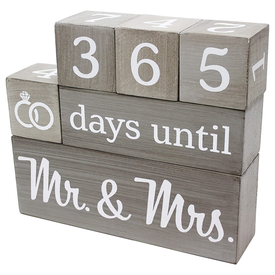 6) Wedding Countdown Calendar Wooden Blocks