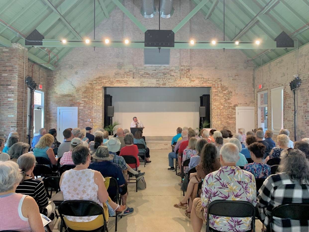 St. Augustine Historian David Nolan gives lecture in newly renovated Water Works Building on May 5, 2022.