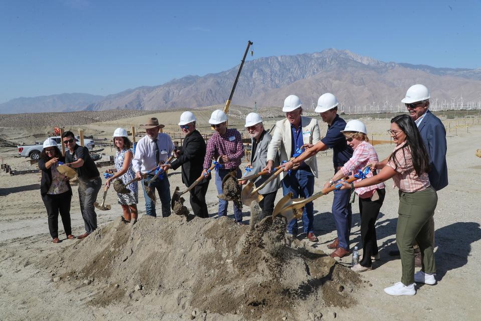 Elected officials and other representatives break ground on the Regional Water Reclamation Facility in Desert Hot Springs, Calif., June 10, 2022. 