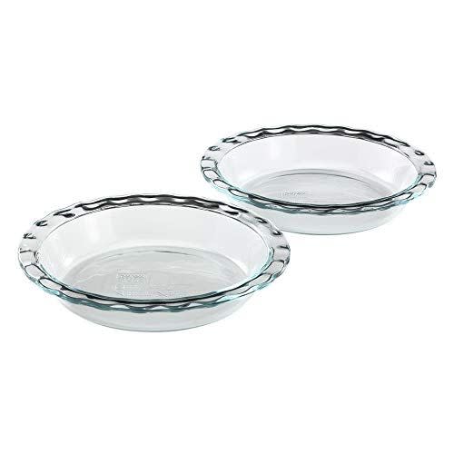 2) Pyrex 9.5-Inch Easy Grab Glass Pie Plates, Set of 2