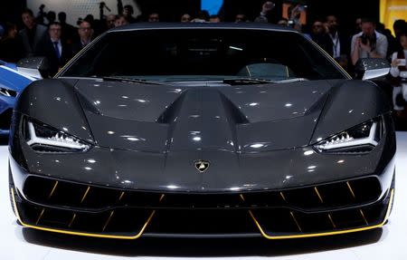 The new Lamborghini Centenario car is pictured at the 86th International Motor Show in Geneva, Switzerland, March 1, 2016. REUTERS/Denis Balibouse