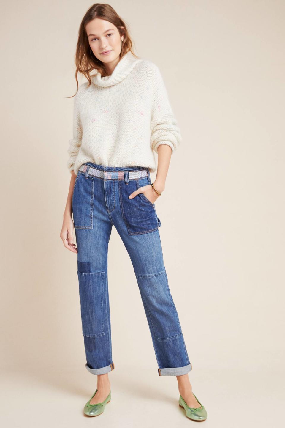 Pilcro High-Rise Patchwork Slim Boyfriend Jeans