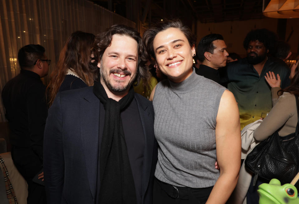 Edgar Wright and Katy O’Brian attend the Los Angeles premiere of Civil War