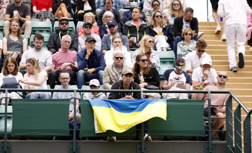 Fans show their support for Ukraine at the 2022 Wimbledon Championships (Steven Paston/PA) (PA Wire)