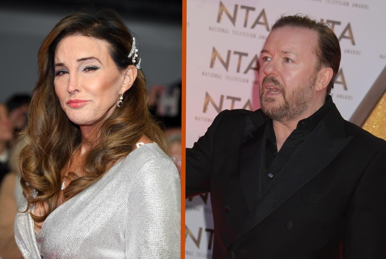 Caitlyn Jenner and Ricky Gervais met at the NTAs last night (Credit: PA)