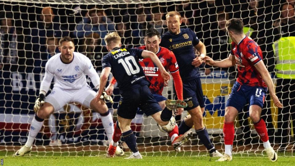 Dundee's Lyall Cameron shoots for goal