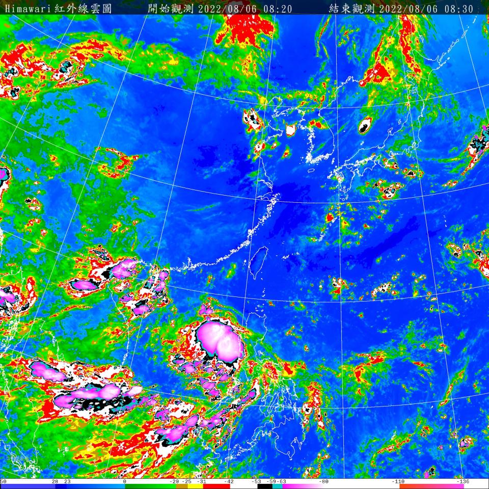 目前台灣南方有一個熱帶擾動。（圖／中央氣象局）