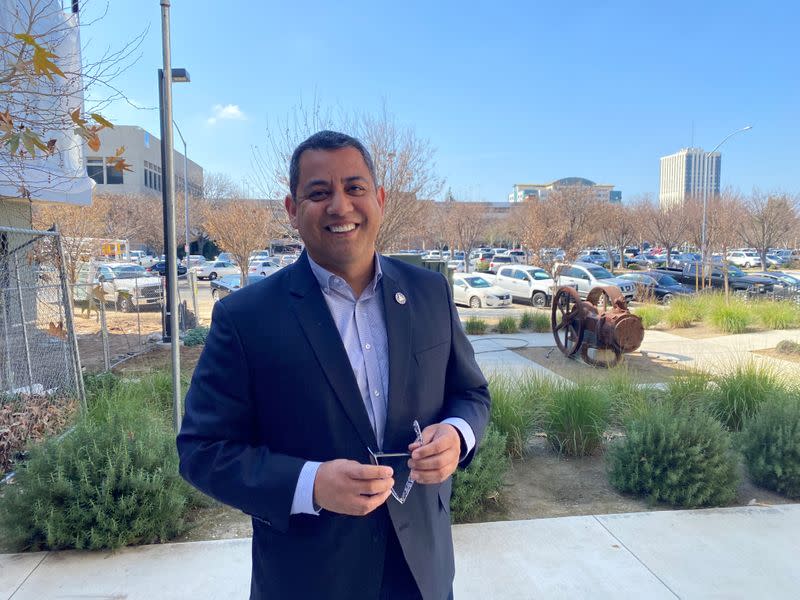 Miguel Angel Arias, president of the Fresno city council, poses in Fresno