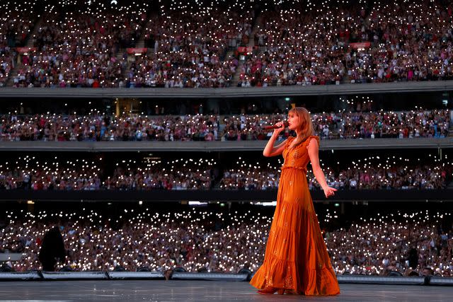 <p>Graham Denholm/TAS24/Getty Images for TAS Rights Management</p> Taylor Swift performs at Melbourne Cricket Ground