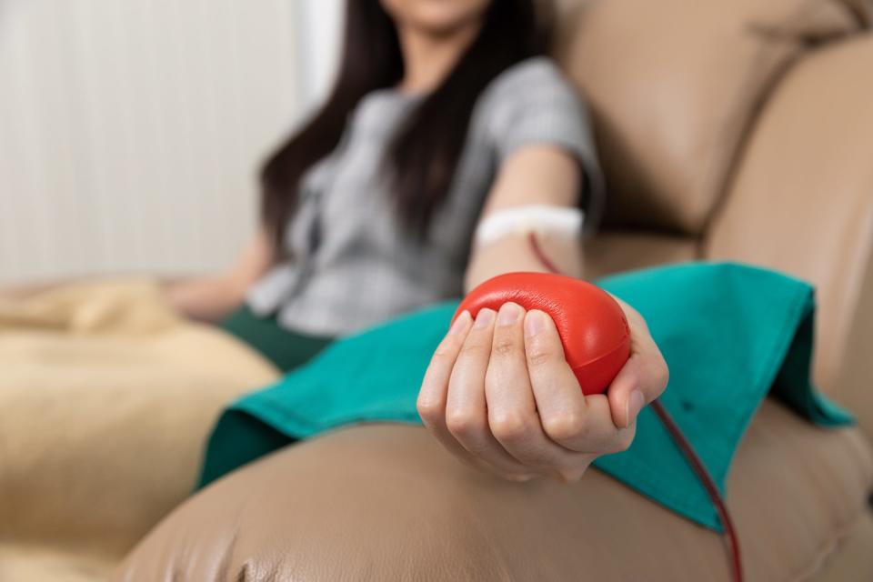 Woman donating blood