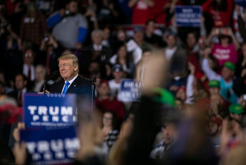 President Donald Trump on Sen. Mitch McConnell: “He’s a tough cookie ... he’s Kentucky tough … He got us a man who will be one of our great Supreme Court justices" during a speech on the Eastern Kentucky University campus Saturday night.