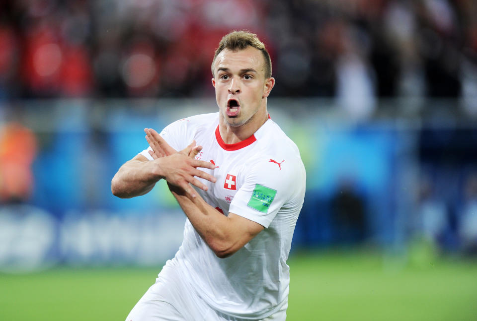 Xherdan Shaqiri was fined for this celebration during the World Cup