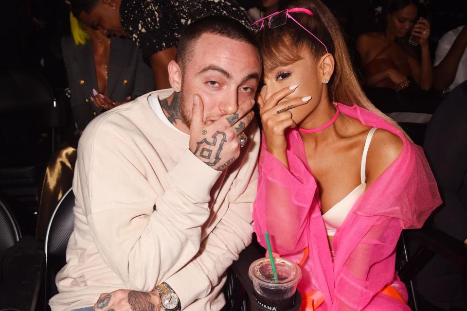 Ariana Grande and Mac Miller backstage during the 2016 MTV Video Music Awards in New York, NY, USA. (Getty Images)