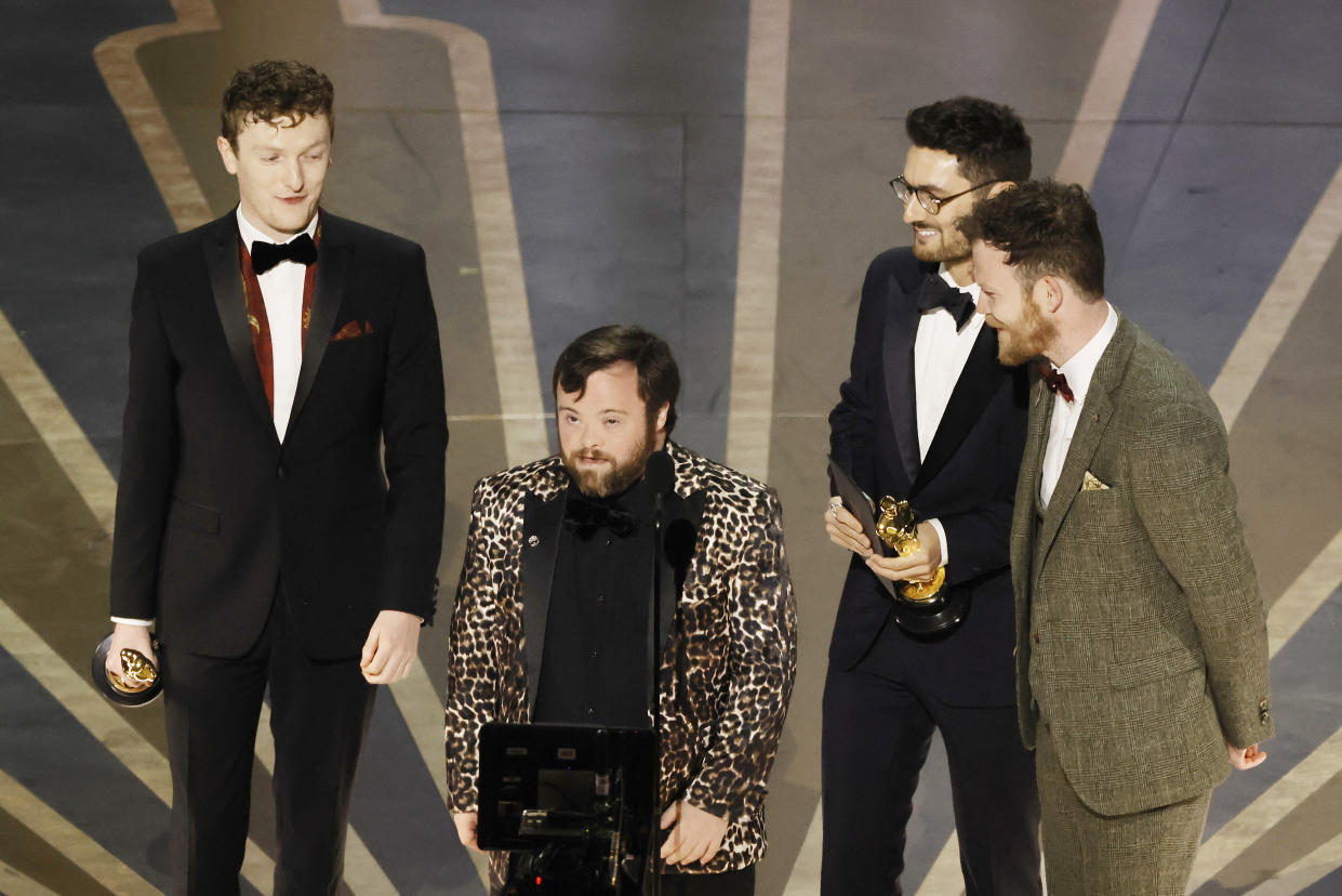 Ross White, James Martin, Tom Berkeley, and Seamus O'Hara accept the Best Live Action Short Film award for 