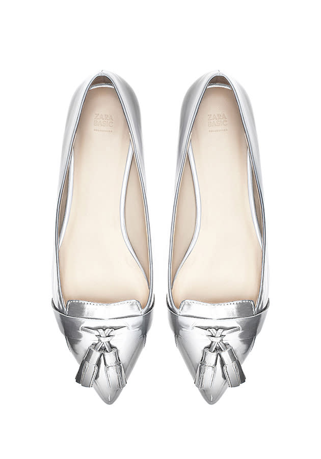 silver pointed mocassins