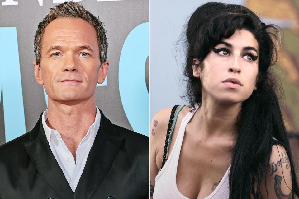Neil Patrick Harris attends "The Unbearable Weight Of Massive Talent" New York Screening at Regal Essex Crossing on April 10, 2022 in New York City. (Photo by Jamie McCarthy/WireImage); Amy Winehouse performs on stage on the second day of the Isle of Wight Festival 2007 in Newport on June 9, 2007 on the Isle of Wight, England. (Photo by Jo Hale/Getty Images)
