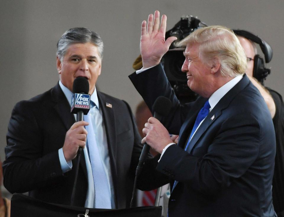 Donald Trump’s most loyal defender in the media, Fox News’ Sean Hannity, has claimed an interview in which the president said he would accept dirt about an opponent from a foreign power, was a “set-up” intended to trigger “phoney moral outrage”.Just hours after segments were released of a jaw-dropping interview the president gave to ABC News in which he said he may not inform the FBI if a foreign power contacted him, Mr Hannity went to bat for Mr Trump.His foil, as ever, was Mr Trump’s 2016 rival, Hillary Clinton, whose campaign had been one of the groups that paid for former British spy Christopher Steele to collect information about the Republican candidate. The information – much of which remains unverified – formed part of the evidence the FBI used to obtain a warrant to carry out surveillance on Carter Page, an advisor to Mr Trump.“Why are they not so outraged about Hillary paying for Russian lies, disinformation, Comey generously using the unverifiable data from Russia to spy on the Trump campaign, again, a FISA warrant,” said Mr Hannity.“No doubt, by the way, this will all get another round of fake, phoney, moral selective outrage over that interview, but it’s the perfect set-up because if they’re outraged about that, then how can you not be outraged over what I just said?> Hannity on Trump Comments About Foreign Dirt in 2020: Media Will Gin Up ‘Phony Moral Selective Outrage’ https://t.co/IHtW9TlAEs> > — Mediaite (@Mediaite) > > June 13, 2019He added: “Of course, that’s all to be expected. In many ways that was a genius set-up because the media mob will fall right into his trap breathlessly spewing fake, phoney outrage over a non-story for days.”In his interview, Mr Trump was asked whether he would contact the FBI if he was approached with dirt on an opponent from a foreign country.“I think maybe you do both,” he said. “I think you might want to listen, there isn’t anything wrong with listening.”He added: “If somebody called from a country, Norway, [and said] ‘we have information on your opponent’ – oh, I think I’d want to hear it.”Another Fox News’ Trump defender, Laura Ingraham, suggested the president’s aides were to blame for agreeing to the interview “Setting aside the question of why you would have George Stephanopoulos standing over the president in the Oval Office––I don’t know who approved that––what about this notion of accepting foreign intel about an opponent,” she said.“Is that a risk for president Trump, getting pulled back into Mueller? Again, why he was put in that situation is beyond me.”