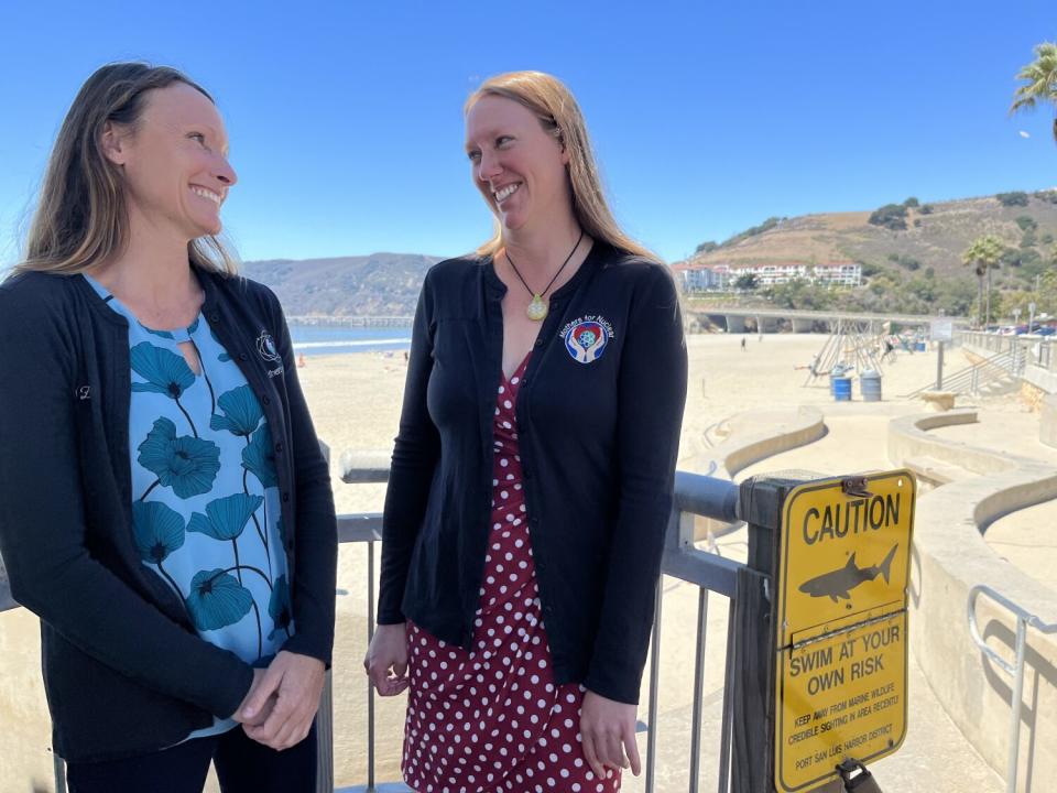 Kristin Zaitz, left, and Heather Hoff of Mothers for Nuclear in Avila Beach, near Diablo Canyon.