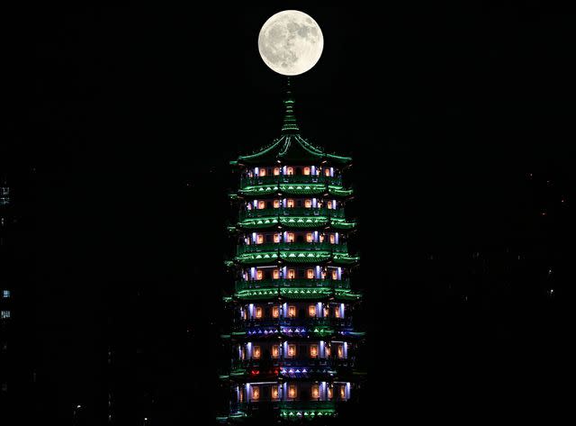 <p>VCG/VCG via Getty</p> Rare super blue moon in China