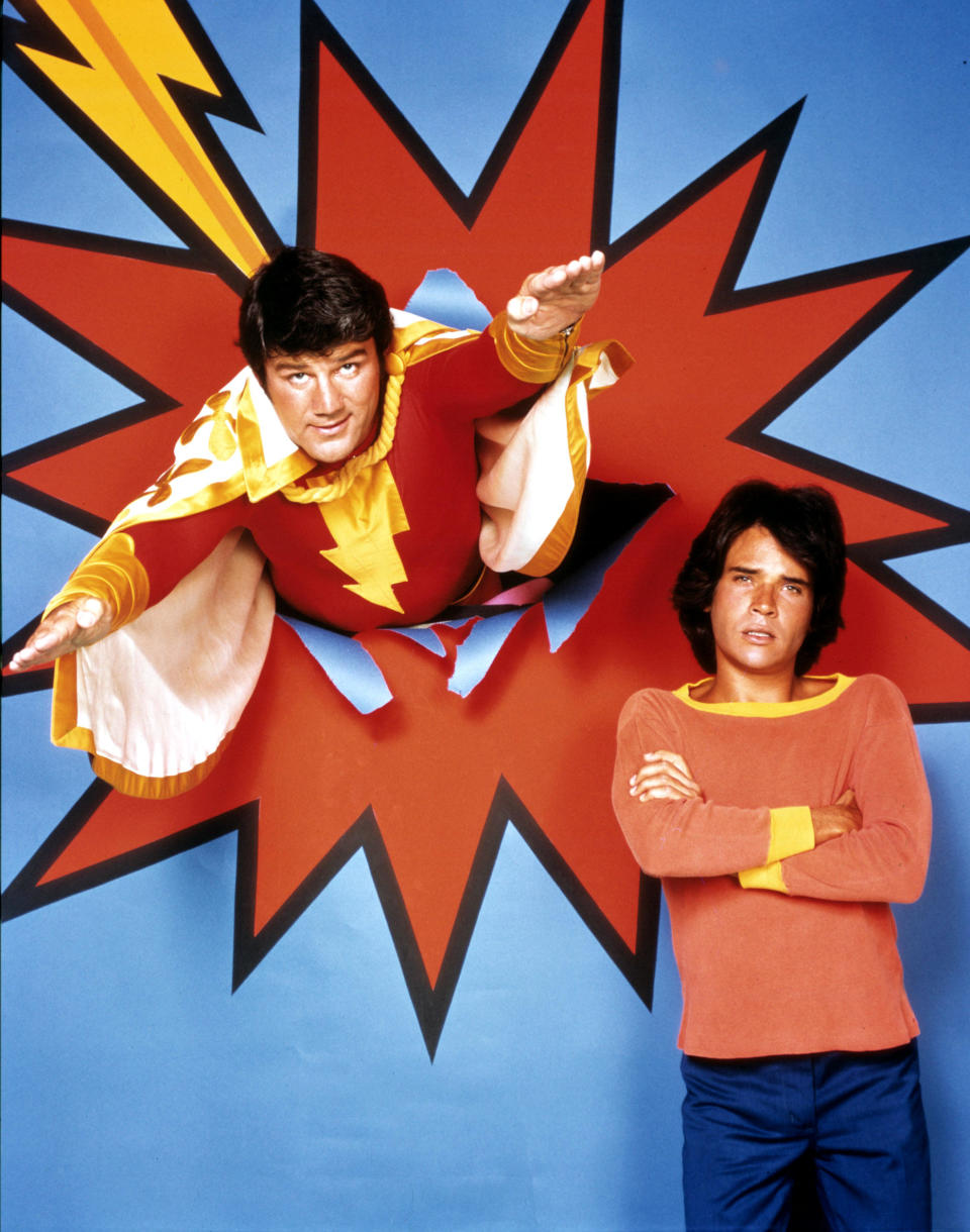 John Davey and Michael Gray in 1975's Shazam! (Alamy)