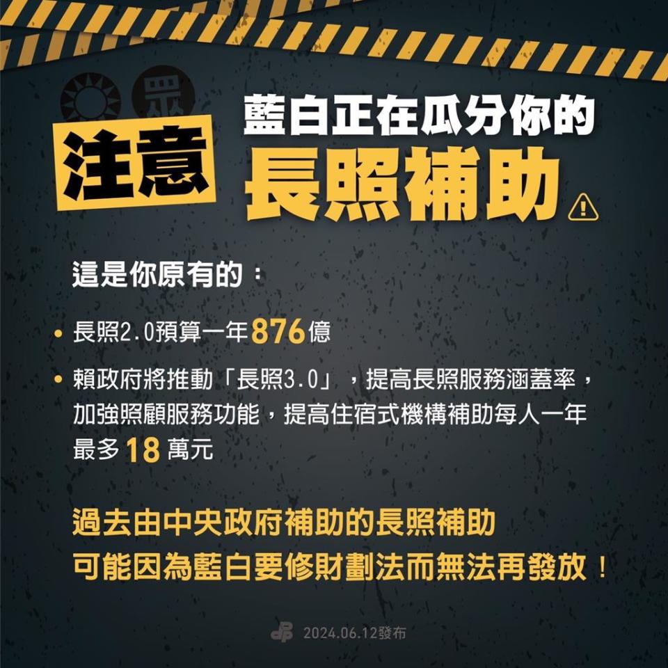 藍白聯手修財劃法 民進黨：人民原有這些政府補助將會消失。民進黨提供