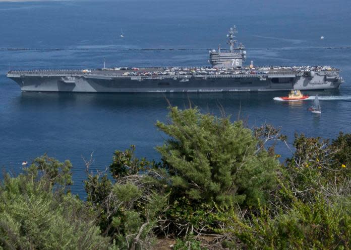 ▲駐日美軍雷根號航艦。（圖／美國海軍）