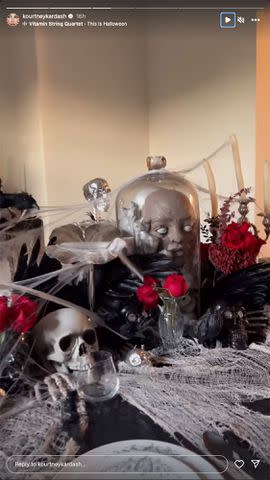 <p>Kourtney Kardashian Barker/Instagram</p> Kardashian showed off her spooking-themed dining area