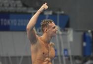 <p>Dressel was able to check-in with his loved ones — including wife Meghan — via video call at the conclusion of his races.</p>