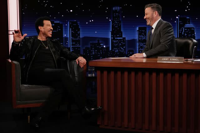 <p>Randy Holmes/Disney</p> Lionel Richie on 'Jimmy Kimmel Live' on Feb. 15, 2024