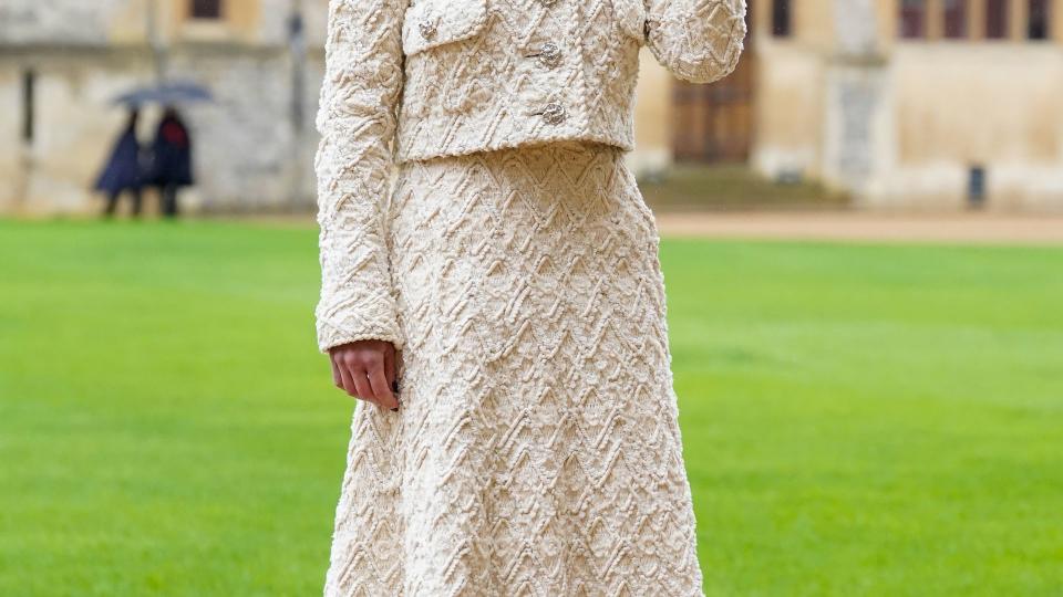 WINDSOR, ENGLAND - FEBRUARY 21: Emilia Clarke, Co-Founder and Trustee, SameYou, after being made a Member of the Order of the British Empire during an investiture ceremony at Windsor Castle, on February 21, 2024 in Windsor, England. (Photo Andrew Matthews - Pool/Getty Images)