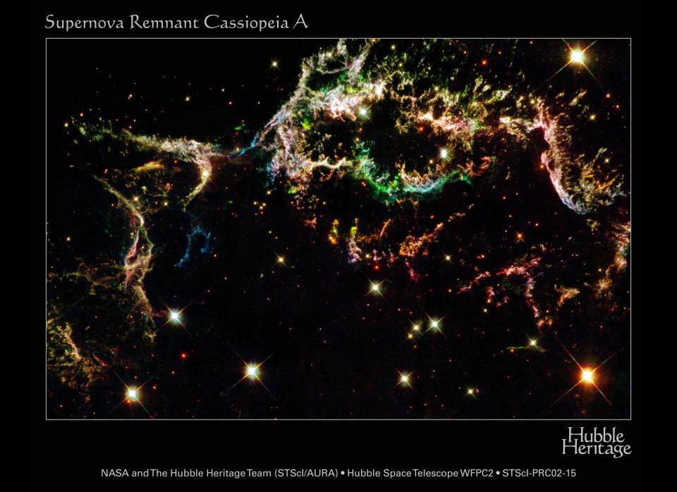 This youngest-known supernova remnant in our galaxy lies 10,000 light years away in the constellation Cassiopeia. The light from this exploding star first reached Earth in the 1600s.  Image Credit: NASA and The Hubble Heritage Team (STScI/AURA)  Acknowledgment: R. Fesen (Dartmouth) and J. Morse (Univ. of Colorado)