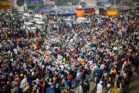 Protest against newly passed farm bills at Singhu border near Delhi