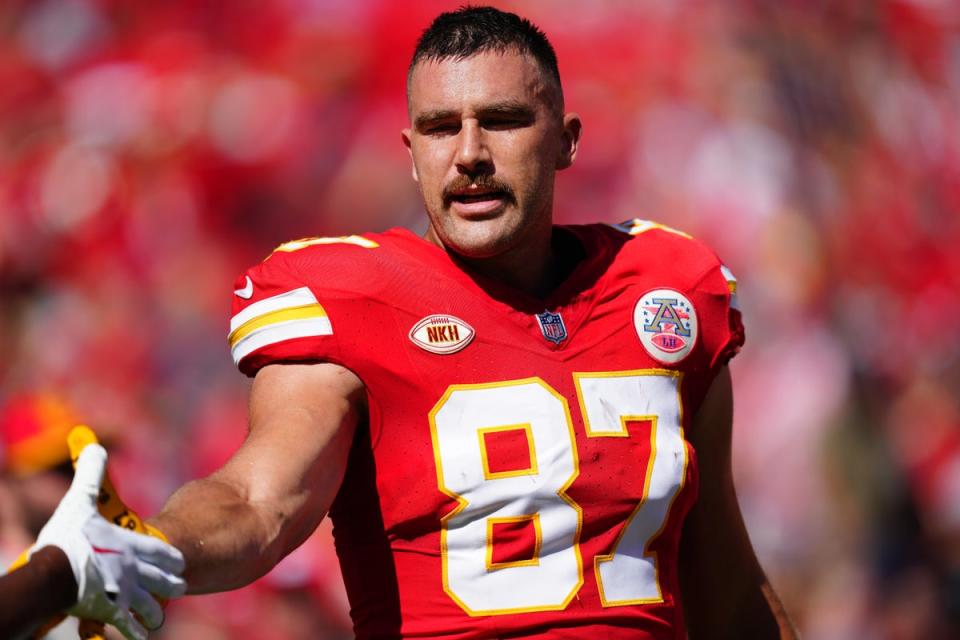 Travis Kelce appearing for Kansas City Chiefs with Taylor Swift spotted in the crowd inside the Arrowhead Stadium (Getty Images)