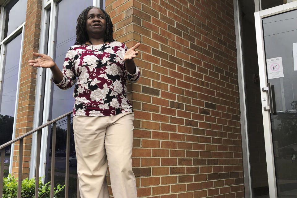 In this May 27, 2020, photo, Jacquelyn Thomas, the administrator of Lowndes County, Ala., discusses its fight against the coronavirus during an interview in Hayneville, Ala. Experts say Lowndes County and nearby poor, mostly black counties in rural Alabama are now facing a “perfect storm” as infections tick up: a lack of access to medical care combined with poverty and the attendant health problems that can worsen the outcomes for those who become sick. (AP Photo/Jay Reeves)