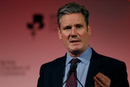 Britain's Labour Party's Shadow Secretary of State for Departing the European Union Keir Starmer speaks at the the British Chamber of Commerce annual conference in London