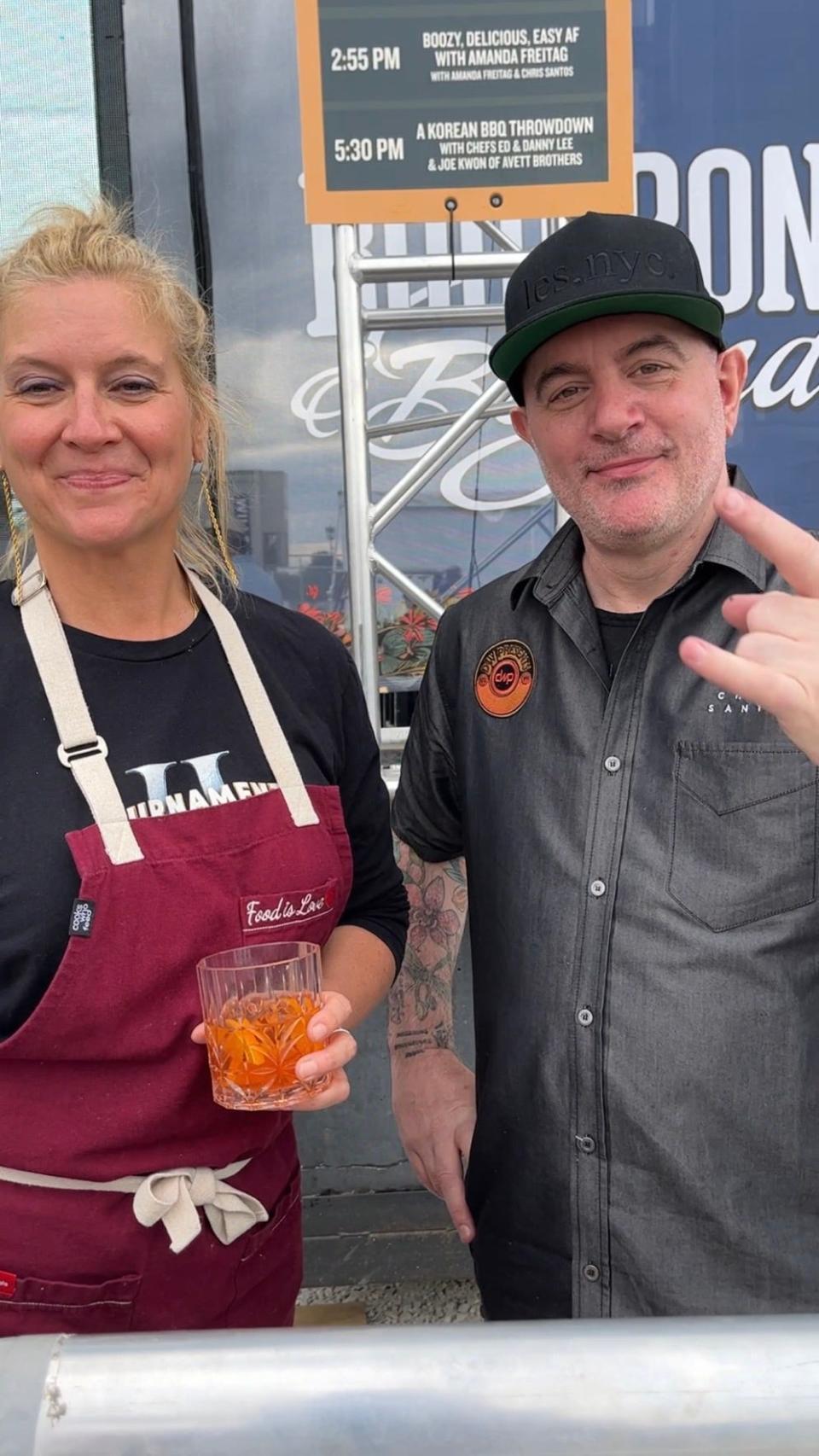 Celebrity chefs Amanda Freitag and Chris Santos, who are both doing cooking demonstrations at Bourbon & Beyond, said they love the festival.