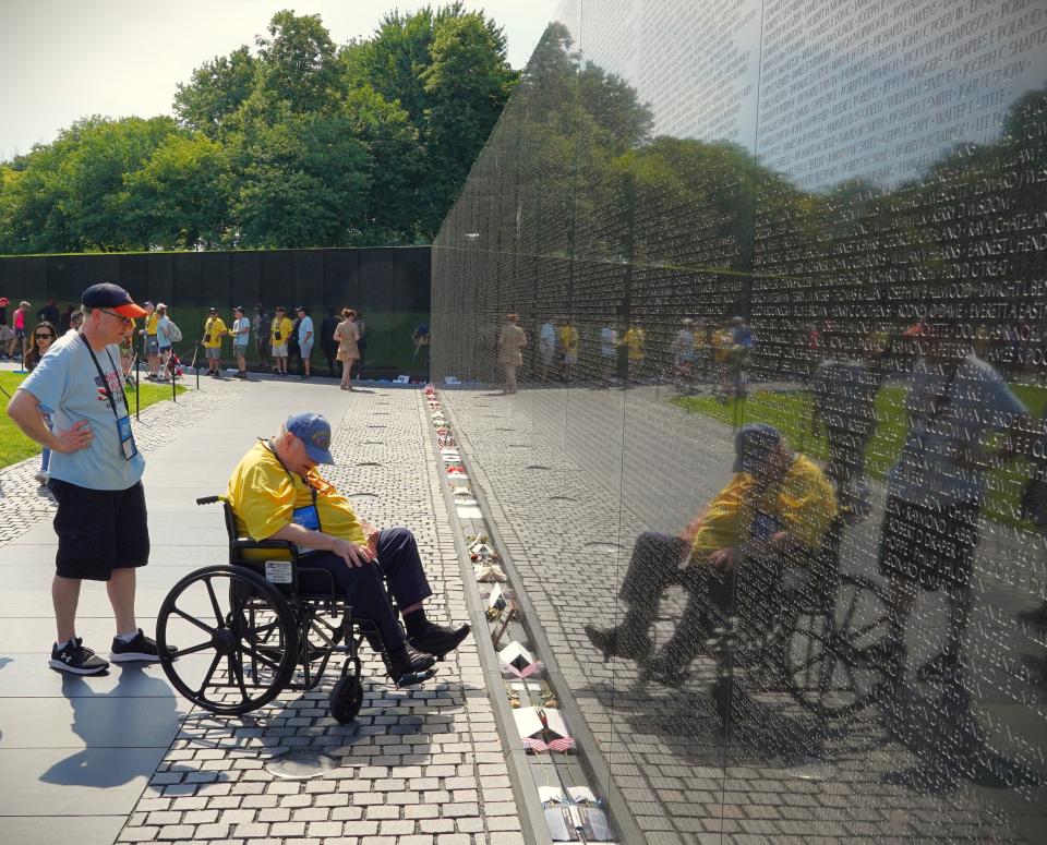 Air Force veteran Jim English brought a handwritten list of people he had lost in the Vietnam War.