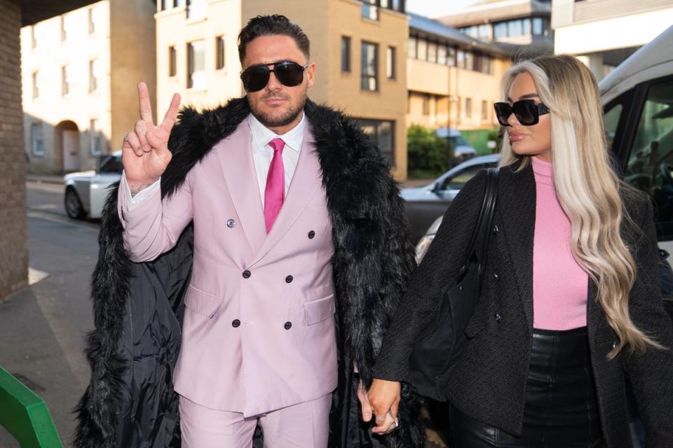 Reality TV star Stephen Bear with his partner Jessica Smith arriving at Chelmsford Crown Court in December (PA Wire)