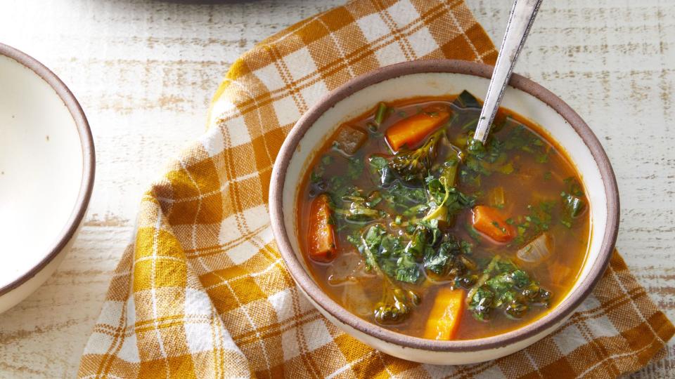 hearty vegetable soup with parsley gremolata