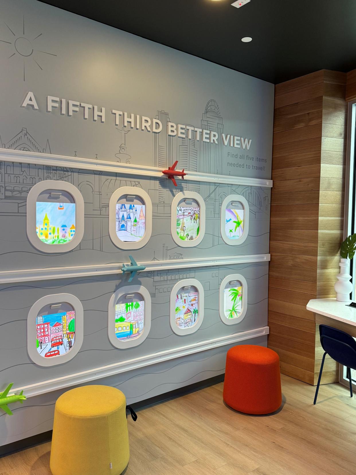 The new branch includes digital installation targeted toward children. Fifth Third wanted the space to foster a sense of community.