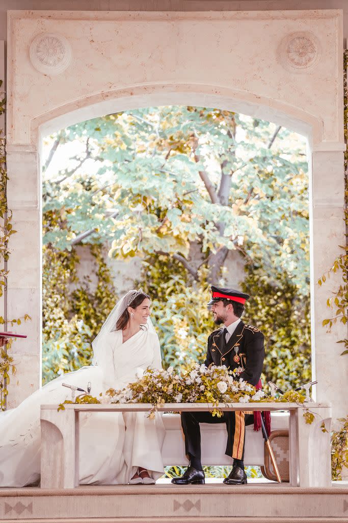 Prince Hussein and Princess Rajwa during their wedding 