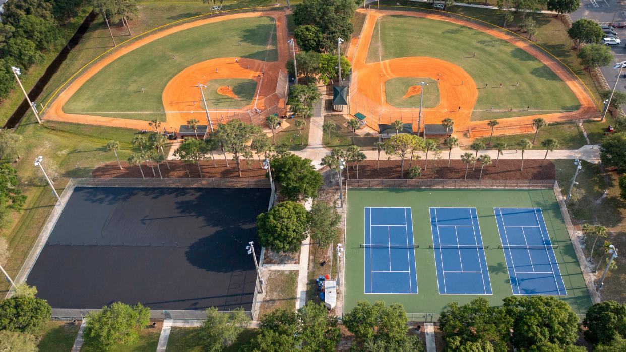 Eight pickleball courts, bottom left, are now completed at Jupiter Community Park.